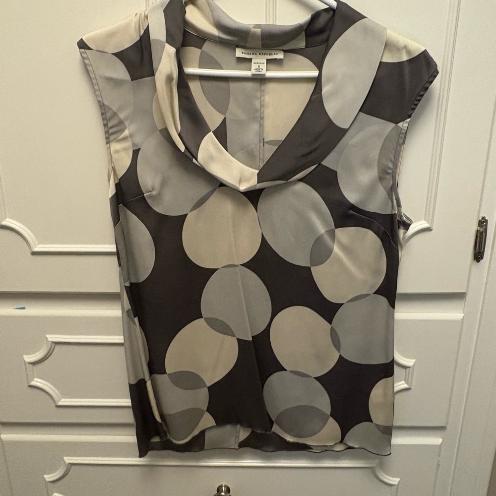 Banana Republic Black and Gray Polka Dot Blouse